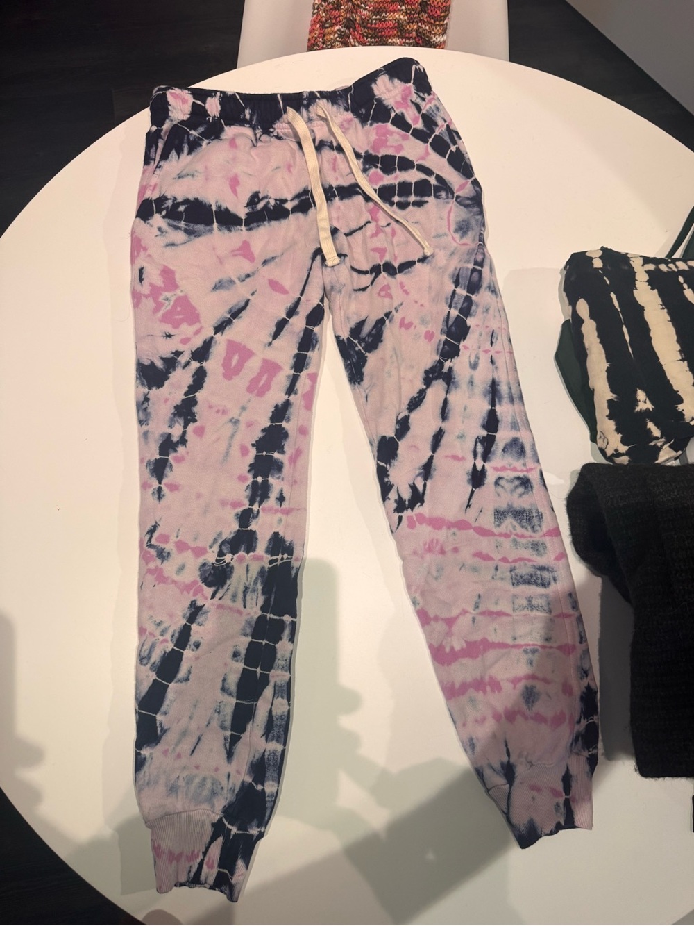 Monrow Pink & Navy Tie-Dye Drawstring Joggers